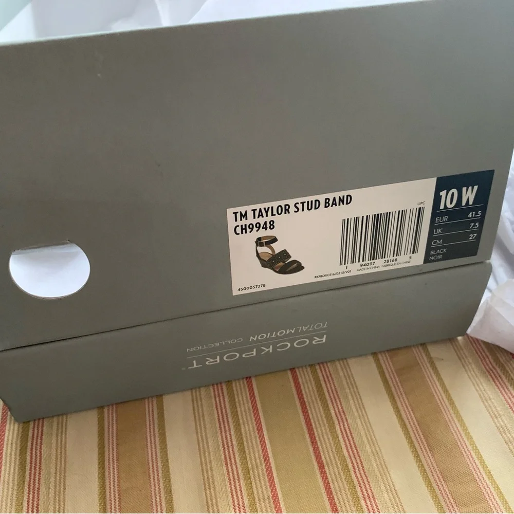 Rockport New in box 10 wide Black Wedge Sandals with Gold Studs - Picture 6 of 12